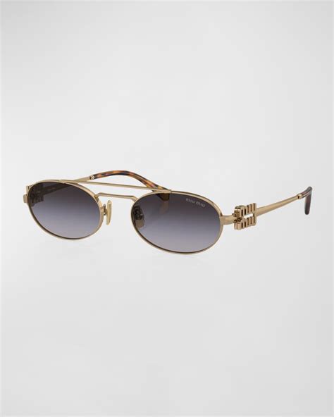 miu miu oval metal sunglasses